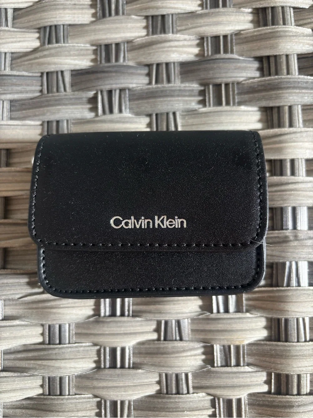 Calvin Klein Black Mini Leather Wallet with Silver Logo